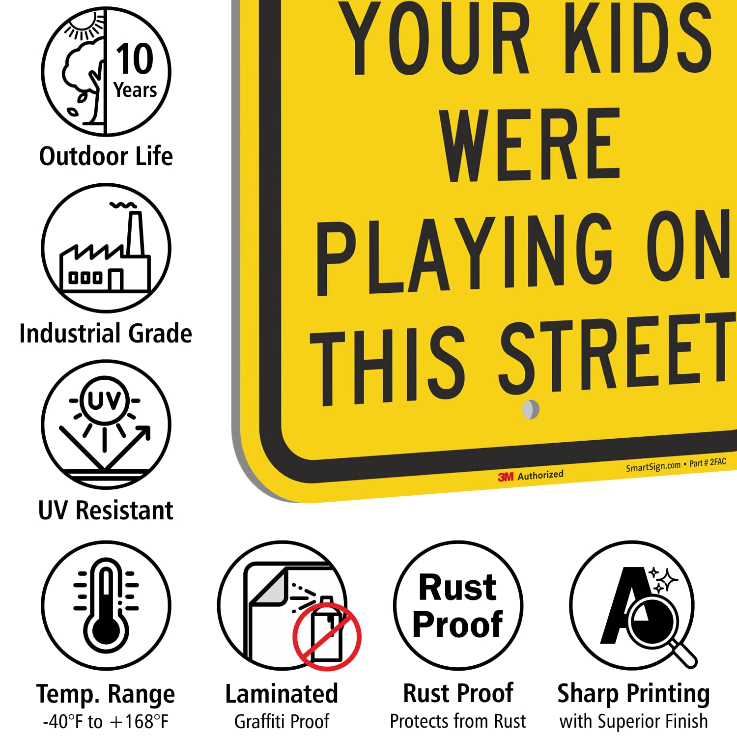 SmartSign 18 x 12 Inch Slow Down Street Sign - 'Drive As If Your Kids Were Playing' Reflective Aluminum Road Safety Sign | 63 Mil Thick, 3M Laminated Engineer Grade Reflective Material | Black & Yellow Traffic Warning Sign | Made in USA | Perfect for Neighborhoods, School Zones & Residential Streets