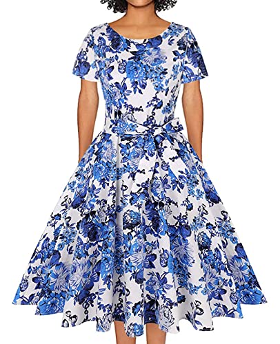 Short Sleeve - Floral White Blue