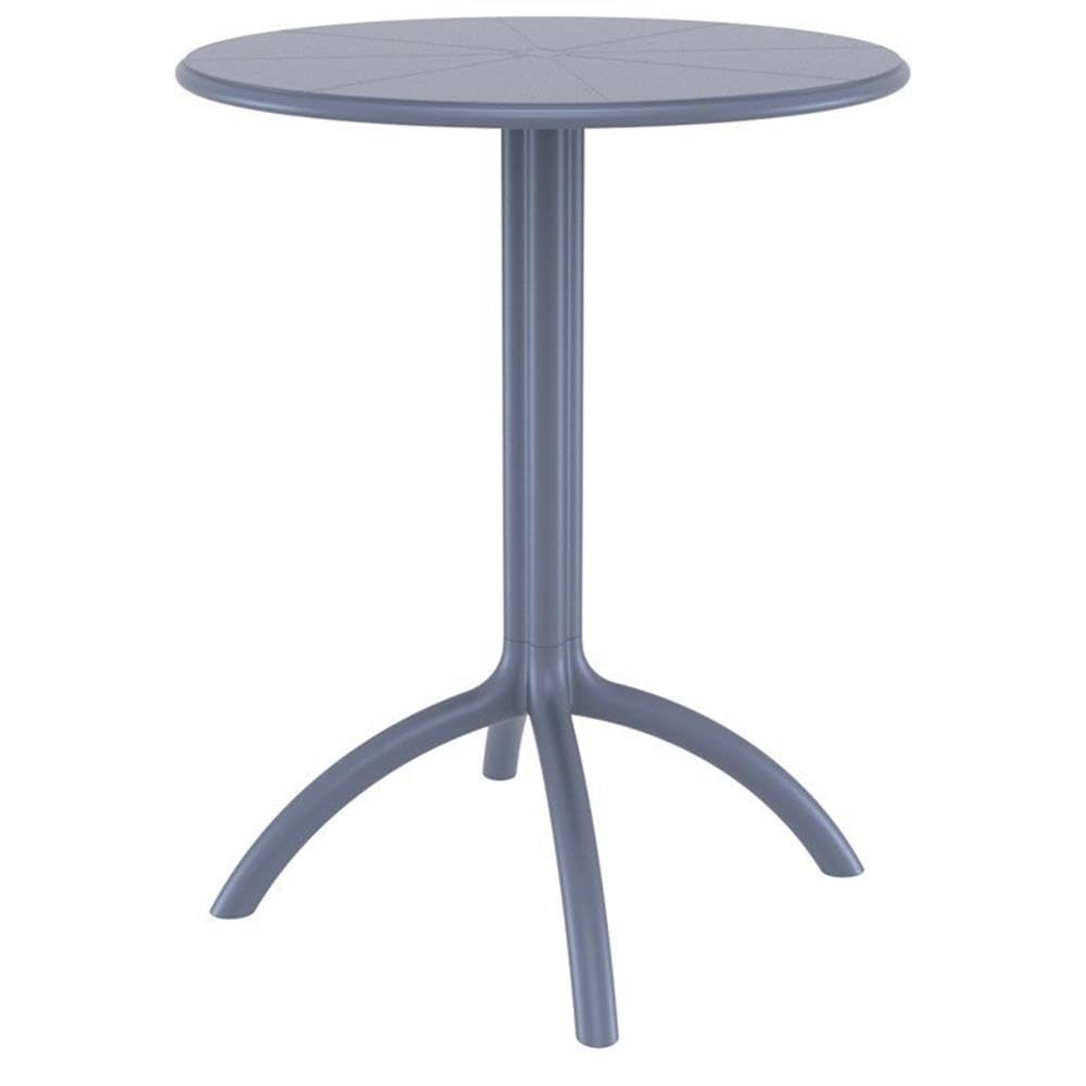 Commercial-Grade Dark Gray Octopus Round Patio Bistro Table - Durable Outdoor Dining & Cafe Furniture for Restaurants, Bars, and Garden Decor