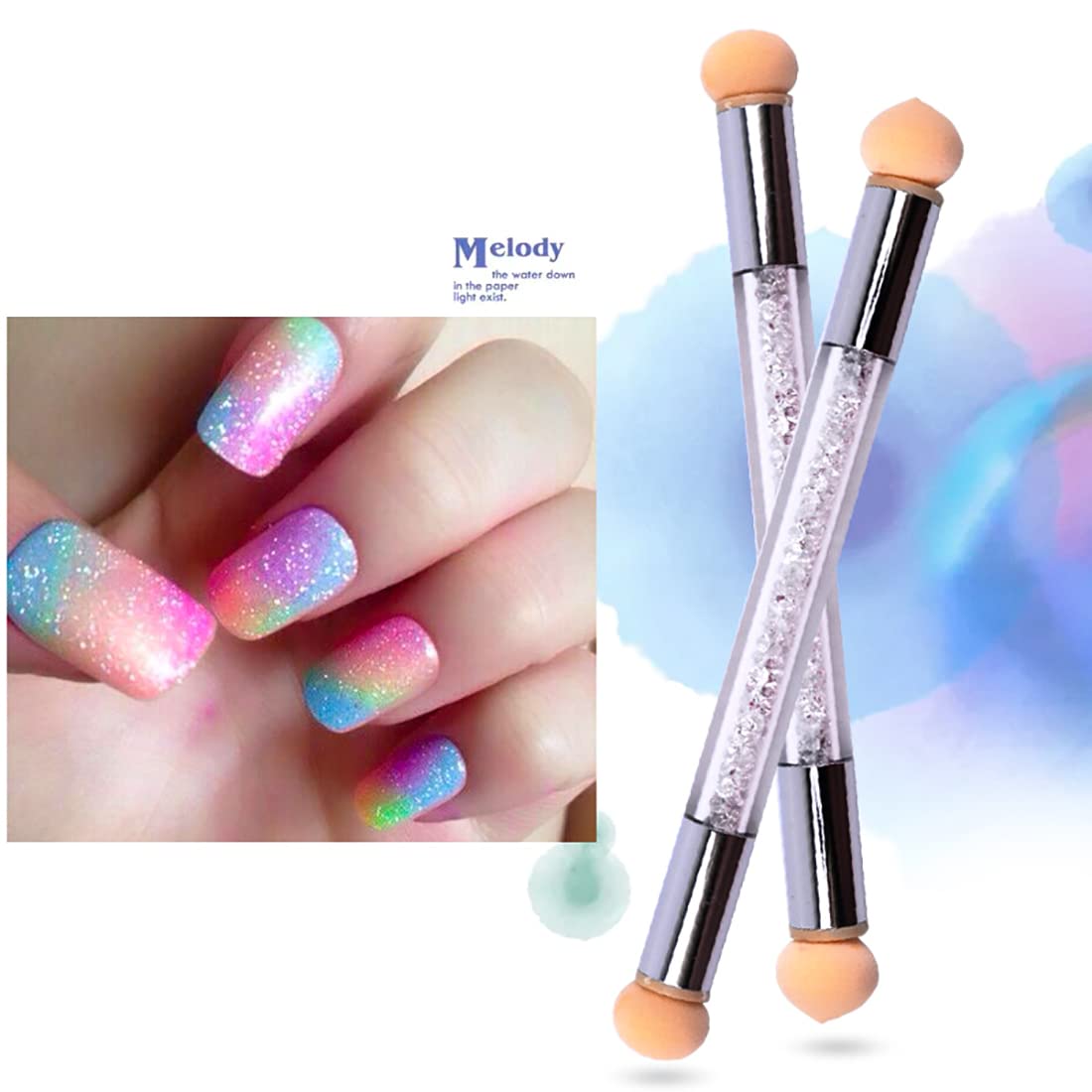 5pcs Ombre Nail Brush Set for Gradient & French Tips - Nail Art Tools with Sponge Heads