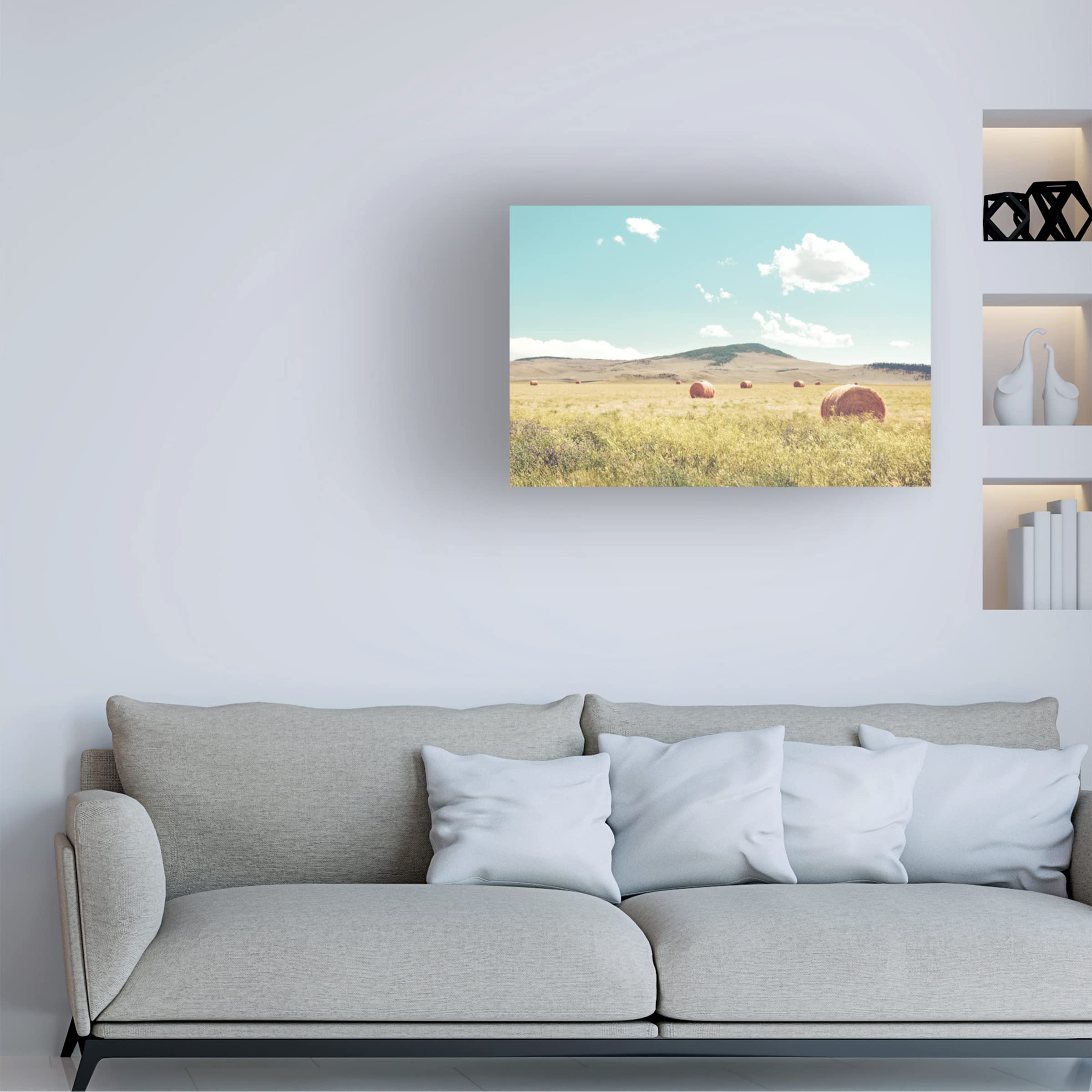 Annie Bailey Art 'A Day In The Fields' Canvas Wall Art Print - Farmhouse Landscape Painting for Living Room, Bedroom & Office Decor
