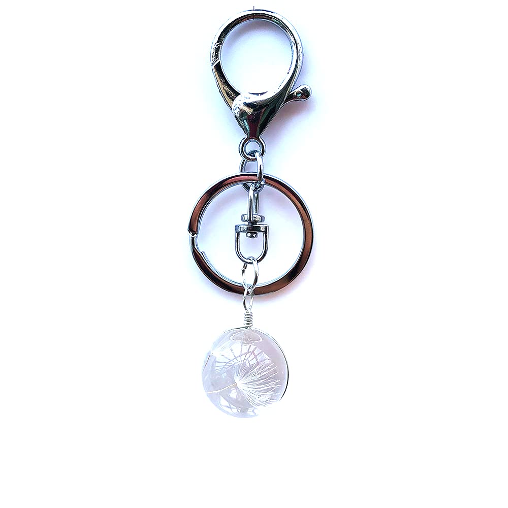 Real Dandelion Flower Transparent Pendant Keychain - Lucky Lady Charm Keyring for Women | Perfect for Gifts, Home Decor & Everyday Carry Accessories