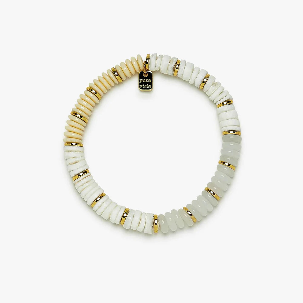 Carmel Mixed Bead Stretch Bracelet Gold - Stylish Boho Jewelry for Women, Gift for Her, Perfect for Parties, Weddings & Everyday Wear