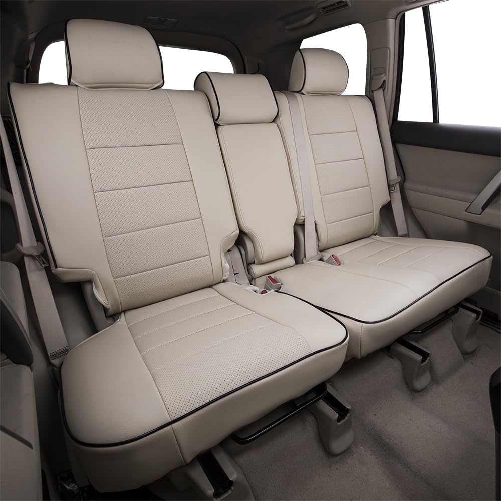 Premium Leather Car Seat Covers for Toyota 4Runner 2010-2024 (7-Seater) - Custom Fit, Beige Color, Full Set Protection - Perfect for Family Road Trips & Off-Road Adventures