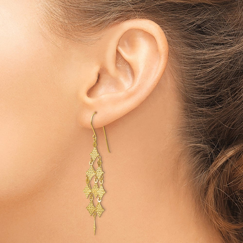 Gold Diamond Cut Chandelier Earrings TL519 - Elegant Dangling Earrings for Women, Perfect for Weddings, Parties & Special Occasions