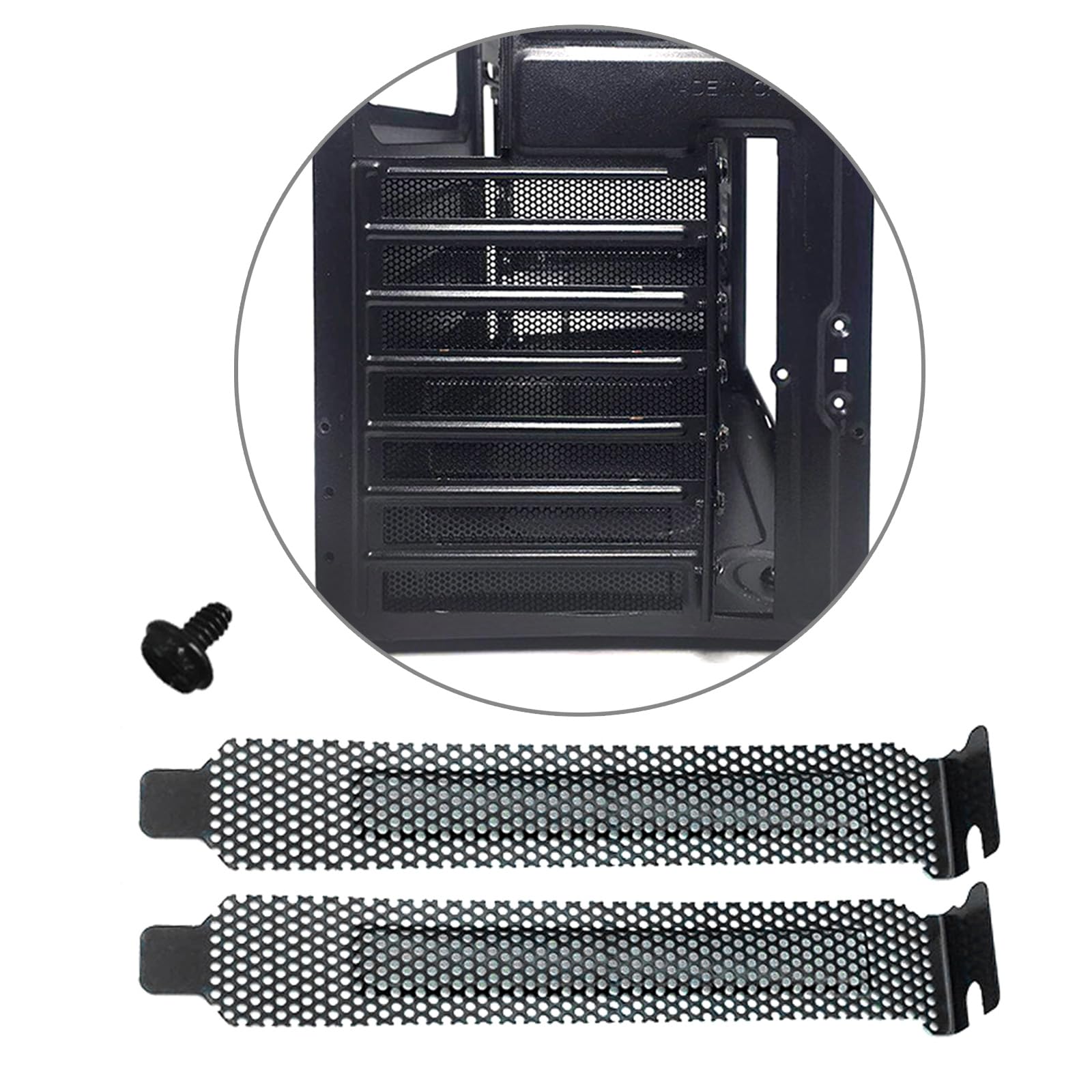 5 Pack Black Computer Dust Strips with Screws - PCI Slot Covers for PC Case & Graphics Card Dust Protection - Ideal for Gaming Rigs, Workstations & Home Office Computers