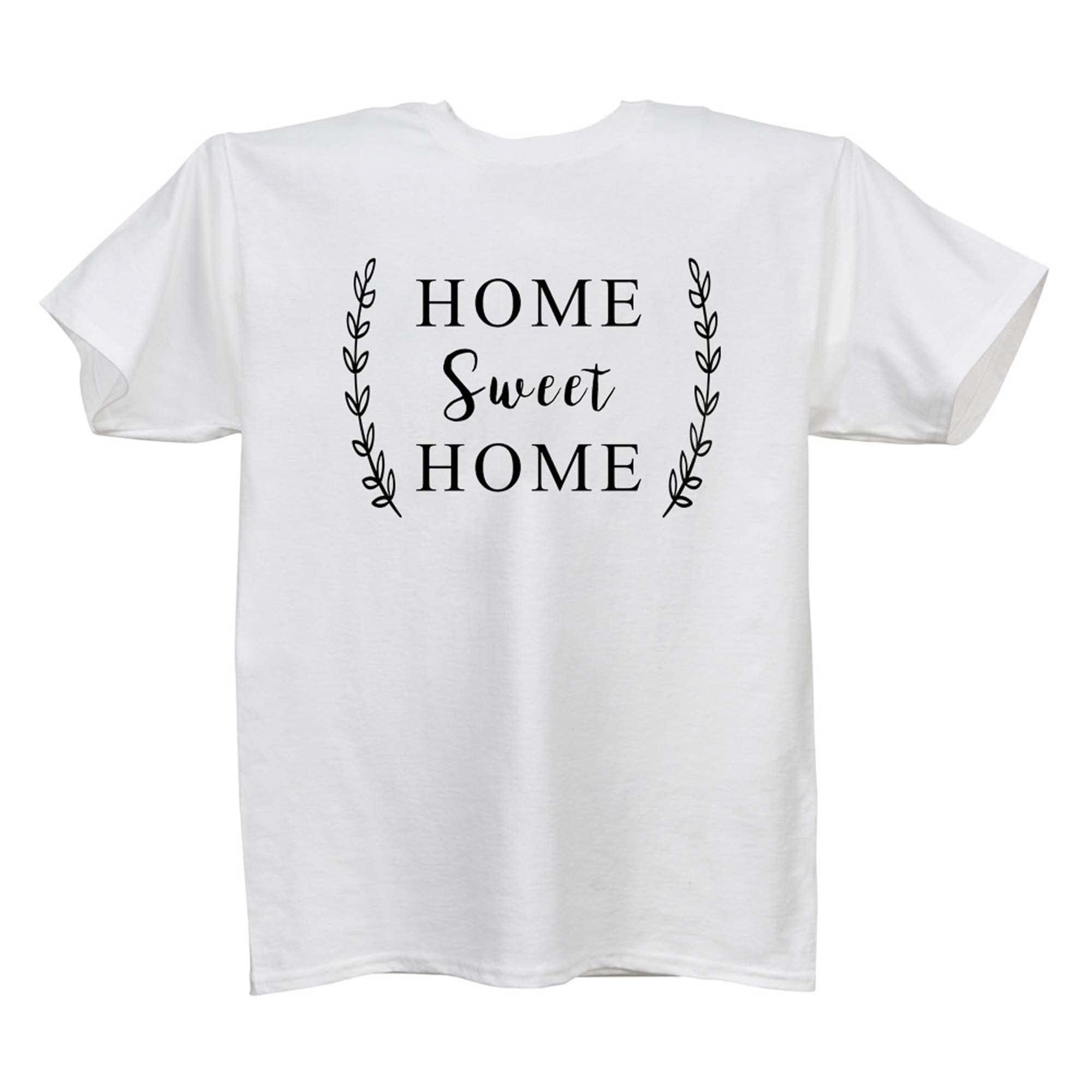 36 Inch Women's Cotton T-Shirt with Home Sweet Home Wheat Design - Soft White Casual Tee for Home Relaxation, Weekend Outings & Cozy Everyday Wear