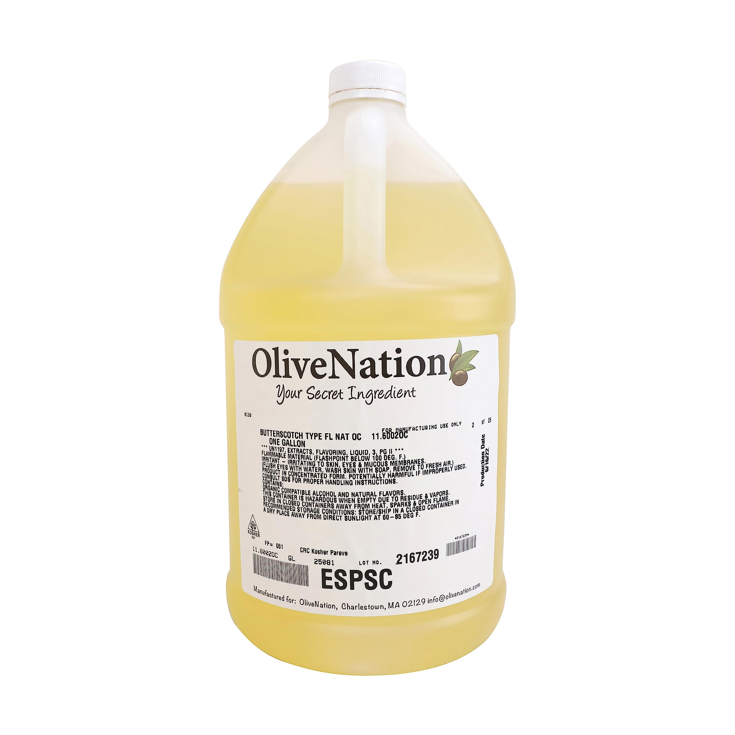 OliveNation Premium Butterscotch Flavoring - 1 Gallon | TTB-Approved for Brewing, Baking & Sauces | PG-Free, Non-GMO, Gluten-Free, Kosher & Vegan Certified | Perfect for Homemade Desserts, Craft Cocktails & Gourmet Cooking