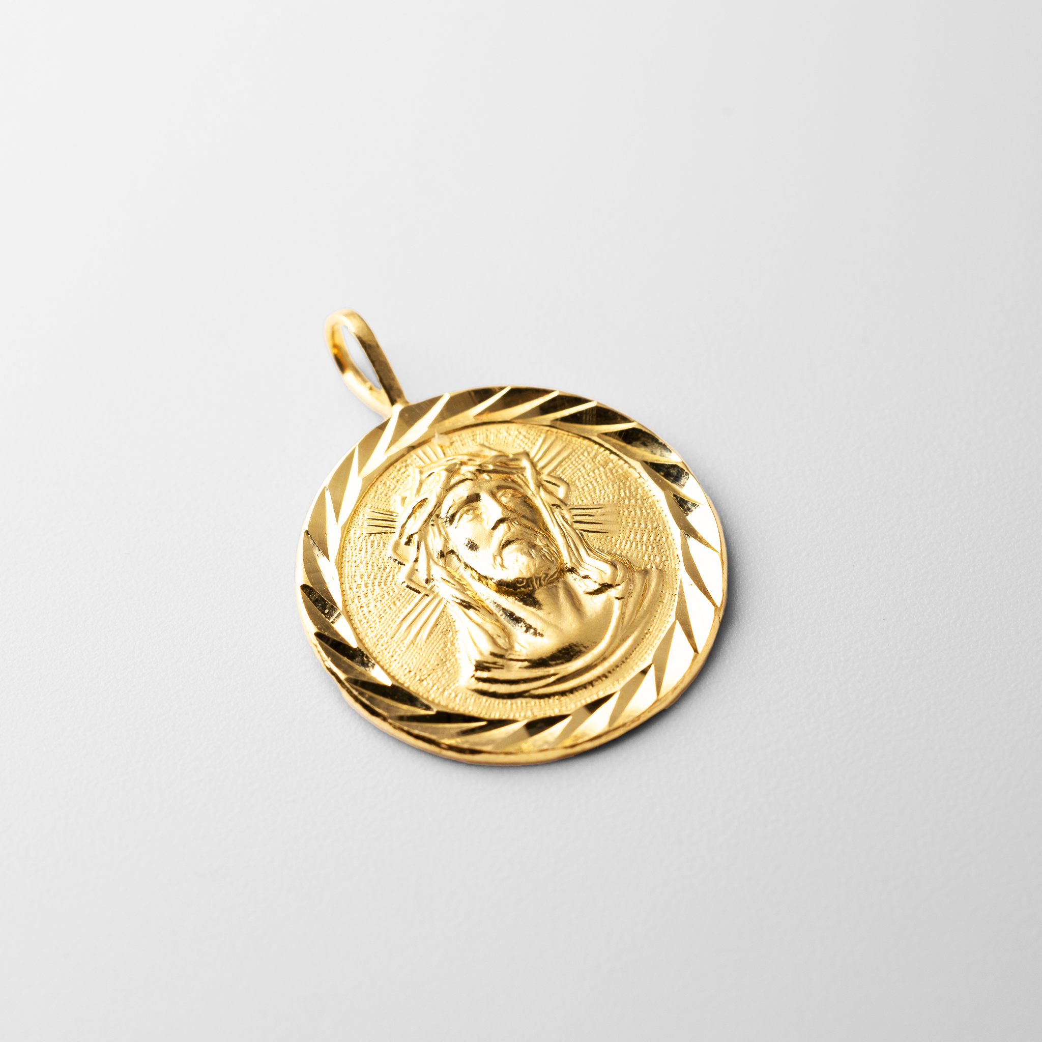 14K Gold Jesus Head Stamp Religious Medal Pendant - Model 1380 for Necklace, Baptism Gift & Christian Jewelry Collection