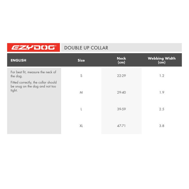 EzyDog Double Up Collar Denim - Adjustable Dog Collar for Medium & Large Breeds - Perfect for Walking, Training & Outdoor Adventures