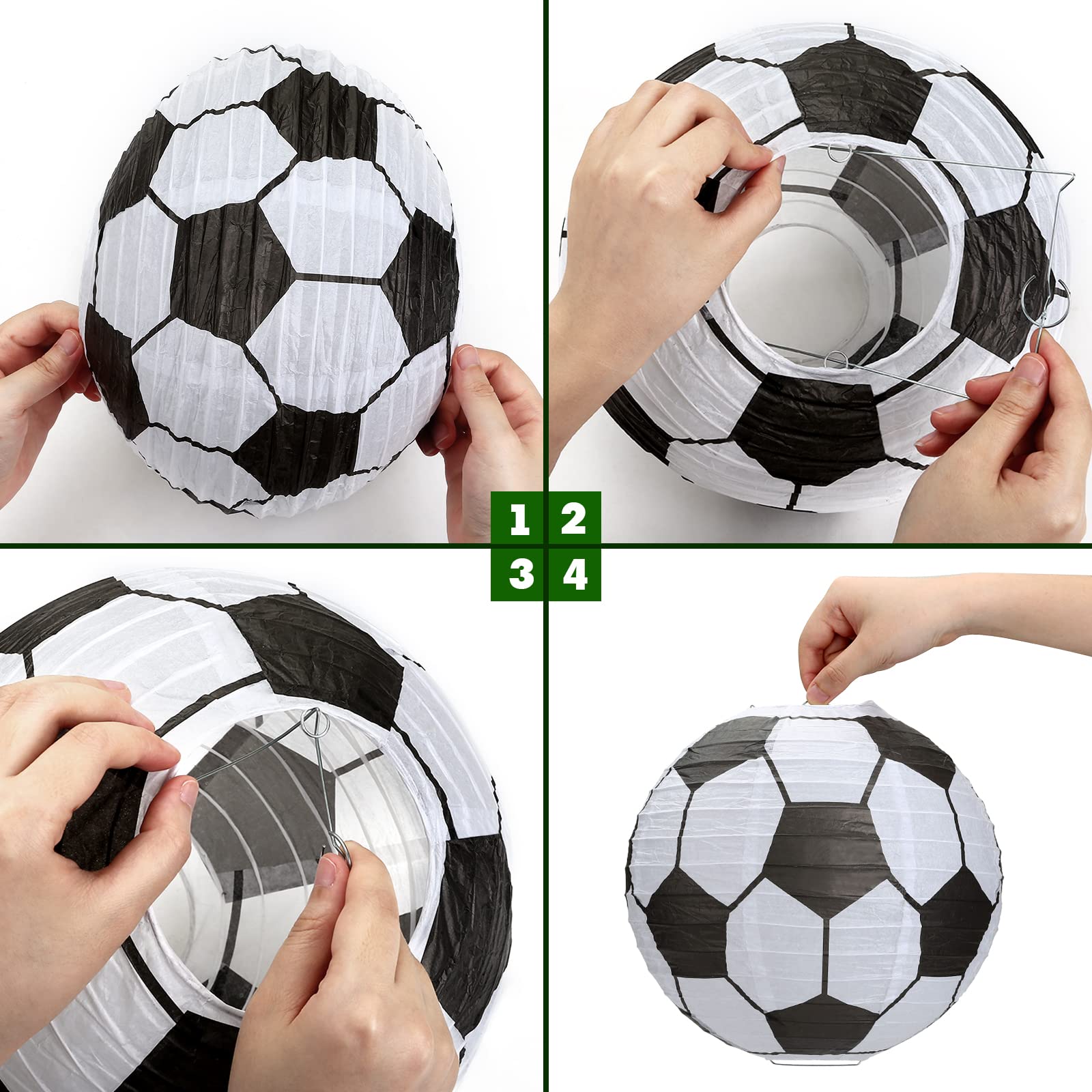 10 Inch Soccer Paper Lanterns - Pack of 5 | Soccer Themed Birthday Party Decorations, Sports Party Supplies & Favors | Perfect for Kids Birthday, Team Celebrations & Game Day Decor