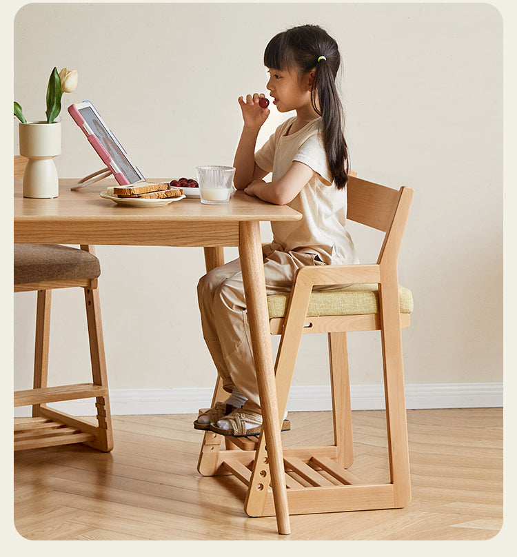 Solid Wood Lift Children's Chair - Beech & Oak Wooden High Chair for Kids - Perfect for Dining, Learning & Playtime at Home