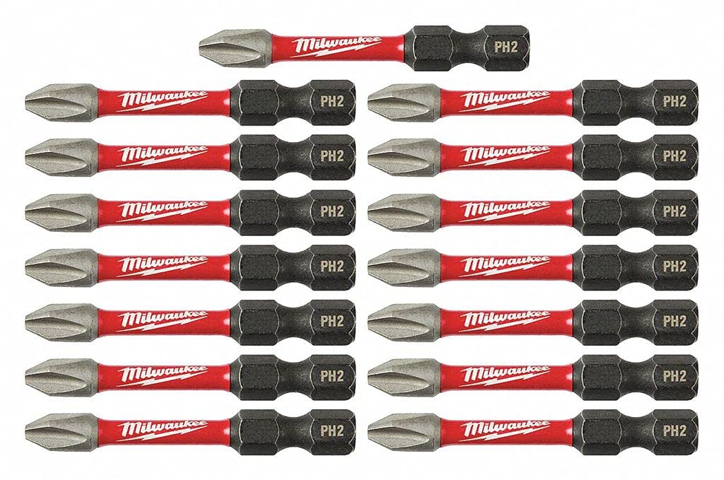Milwaukee 48-32-5004 2-Pack Phillips Impact Power Bit Set - 1/4 Inch Hex Shank for Power Drills - Perfect for Construction, Woodworking & DIY Projects