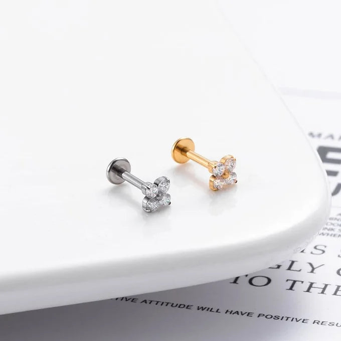 16G Cartilage Titanium Flower Crown Stud Earrings for Women - Hypoallergenic Body Jewelry for Sensitive Ears | Perfect for Everyday Wear, Parties & Special Occasions
