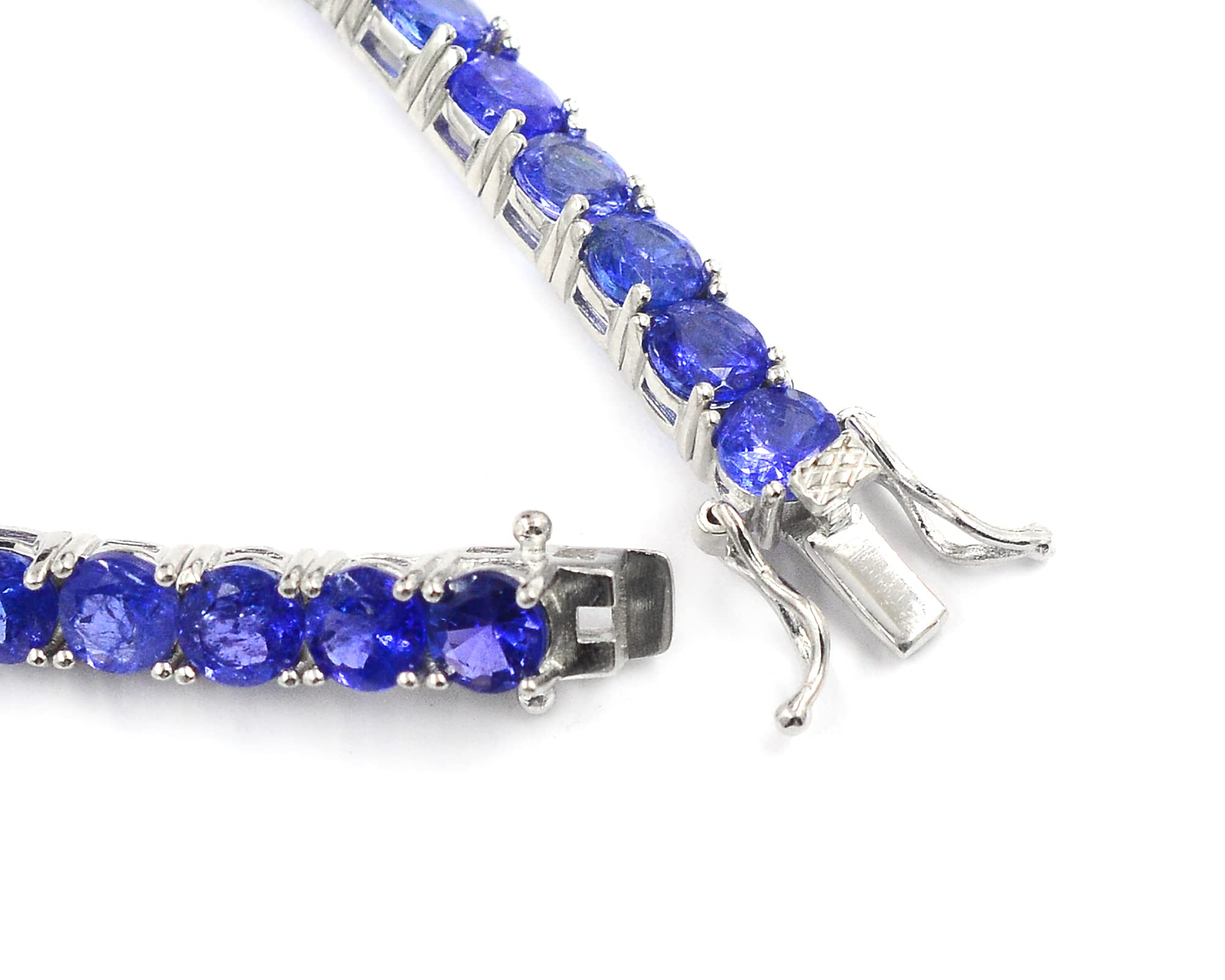 925 Sterling Silver Natural Blue Tanzanite 5mm Round Cut Tennis Bracelet - December Birthstone Jewelry for Women, Wedding, Proposal & Christmas Gift for Girlfriend - Perfect for Anniversaries, Parties & Special Occasions