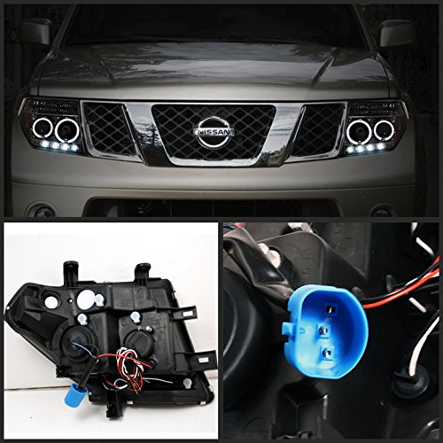 Nissan Frontier 05-08 LED Halo Headlights - Chrome/Smoked Lens - High Performance DRL Headlight Conversion Kit for Off-Road & Night Driving