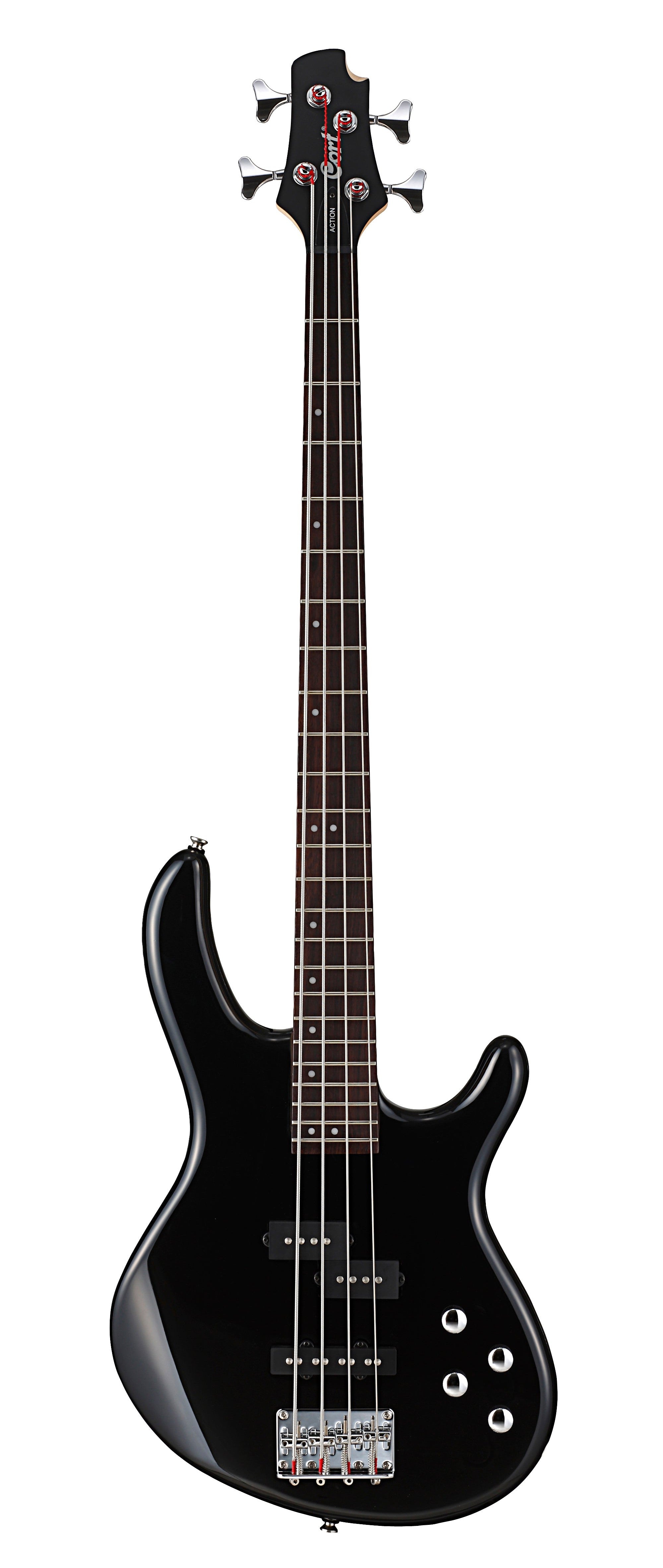 Cort ACTION Bass PLUS 4 String Electric Bass Guitar - Gloss Black Finish | Perfect for Beginners, Live Performances & Studio Recording