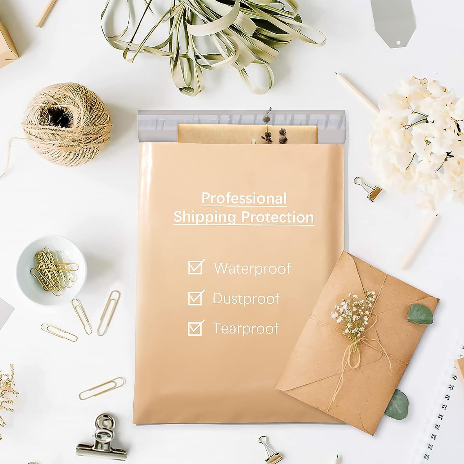 Metronic 12x15.5 Inch Champagne Poly Mailers - 100 Pack Self-Sealing Shipping Envelopes for Clothes & Apparel | Durable Mailing Bags for Small Business, Ecommerce & Online Retail Packaging | Perfect for Shipping T-Shirts, Dresses & Lightweight Items