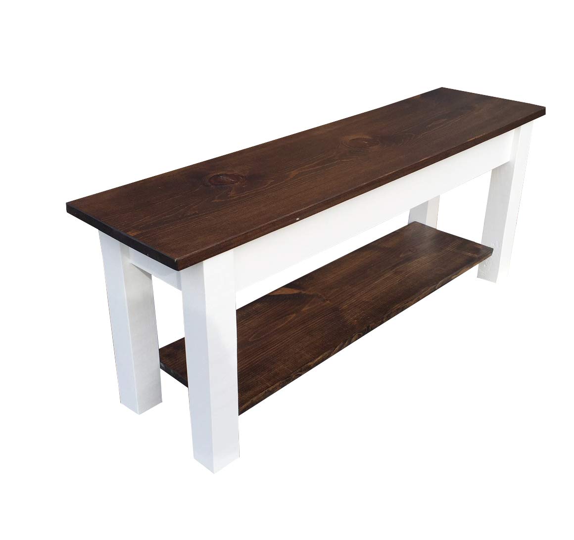 Colonial Harvest Bench with Shelf - 42 Inch Rustic Farmhouse Entryway Bench with Storage | Perfect for Mudroom, Hallway, or Living Room Decor