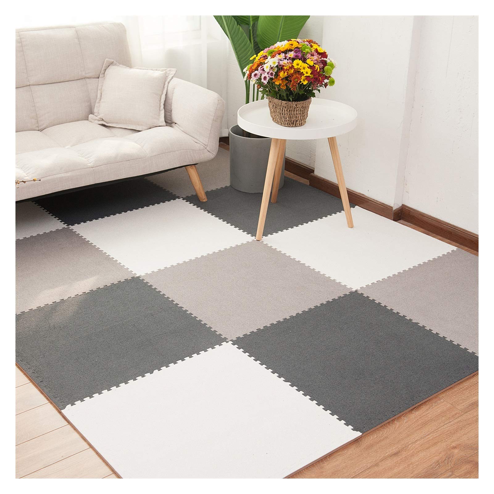 Non-Toxic Interlocking Foam Floor Tiles for Kids - 8-Piece Puzzle Play Mat Set (60x60x0.6cm) - Soft Gym Mats for Baby Crawling, Toddler Playroom & Home Gym - B Color - ALGFree Safety Certified