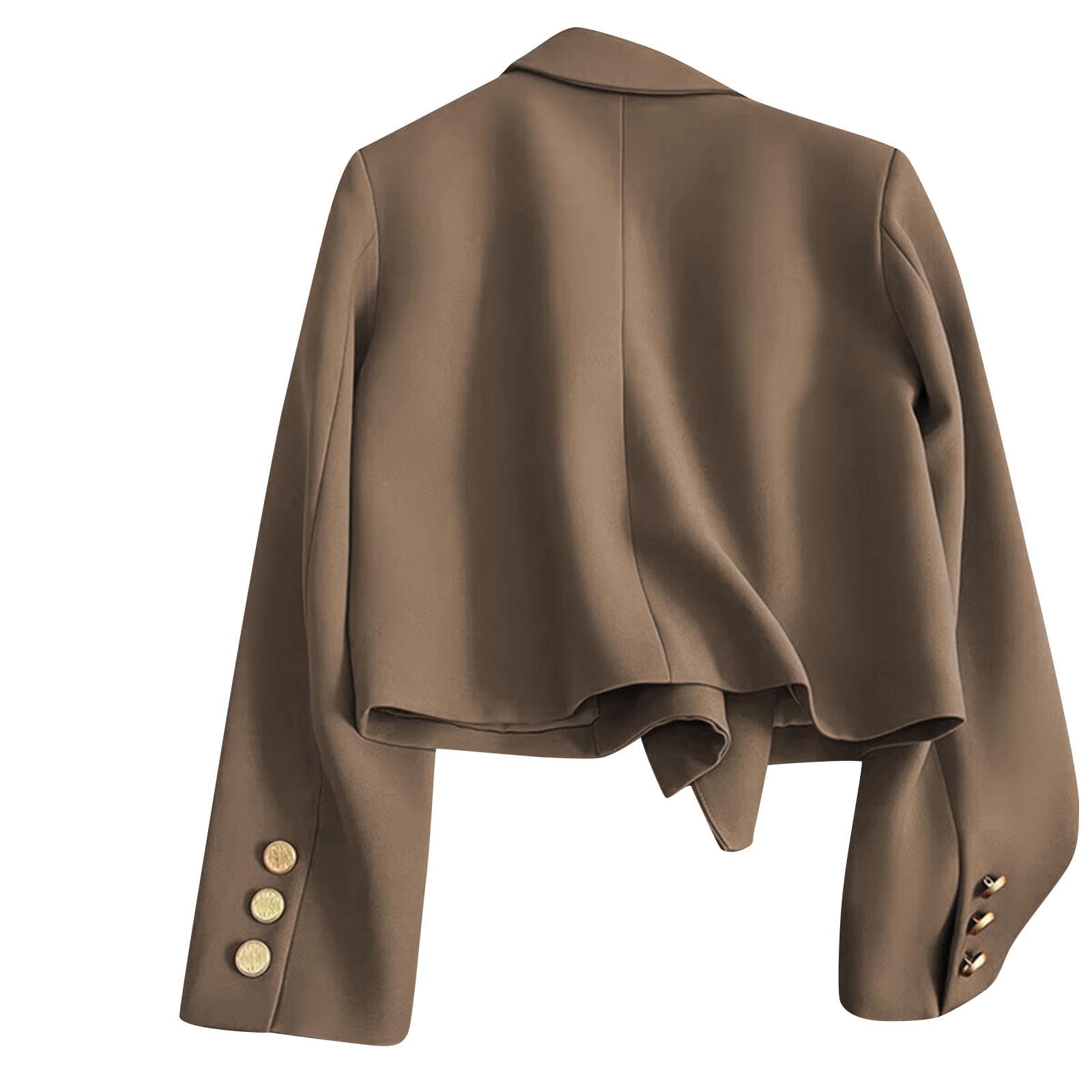 Women's Double Breasted Cropped Blazer - 2024 Fall Fashion for Work & Office