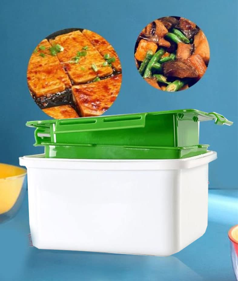 NIWWIN Tofu Press Mold Kit - Plastic Tofu Maker Box with Built-in Drainage for Homemade Soybean Curd, Cheese & Vegan Recipes - Perfect for Home Kitchen Cooking & Meal Prep (Green, 16X14)