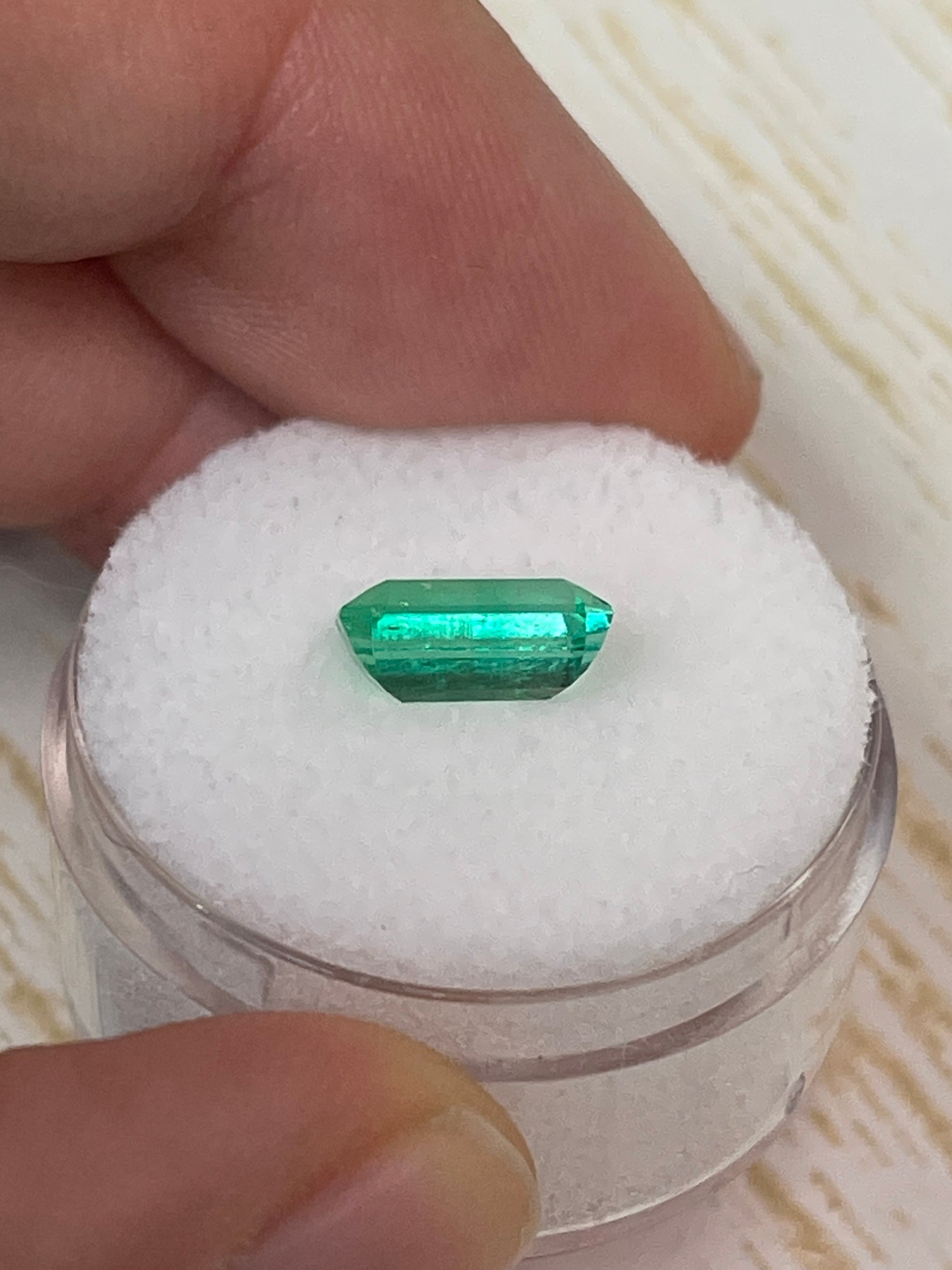 1.68 Carat 9x6mm Yellowish Green Natural Loose Colombian Emerald - Emerald Cut Gemstone for Jewelry Making, Engagement Rings & Collector's Specimen