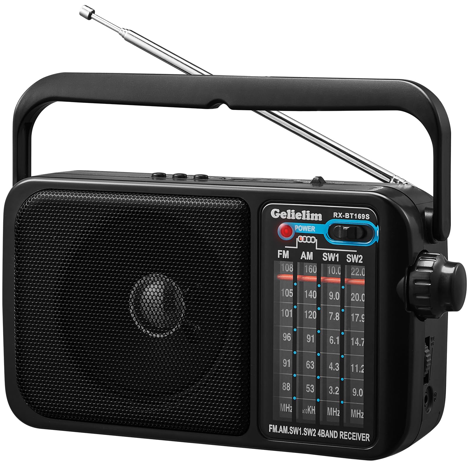 Portable AM/FM Bluetooth Radio with Loud Speaker - Wall Plug or Battery Powered for Home & Outdoor Use - Best Reception, Earphone Jack, Large Dial - Perfect Gift for Seniors (Kitchen, Camping, Emergency)