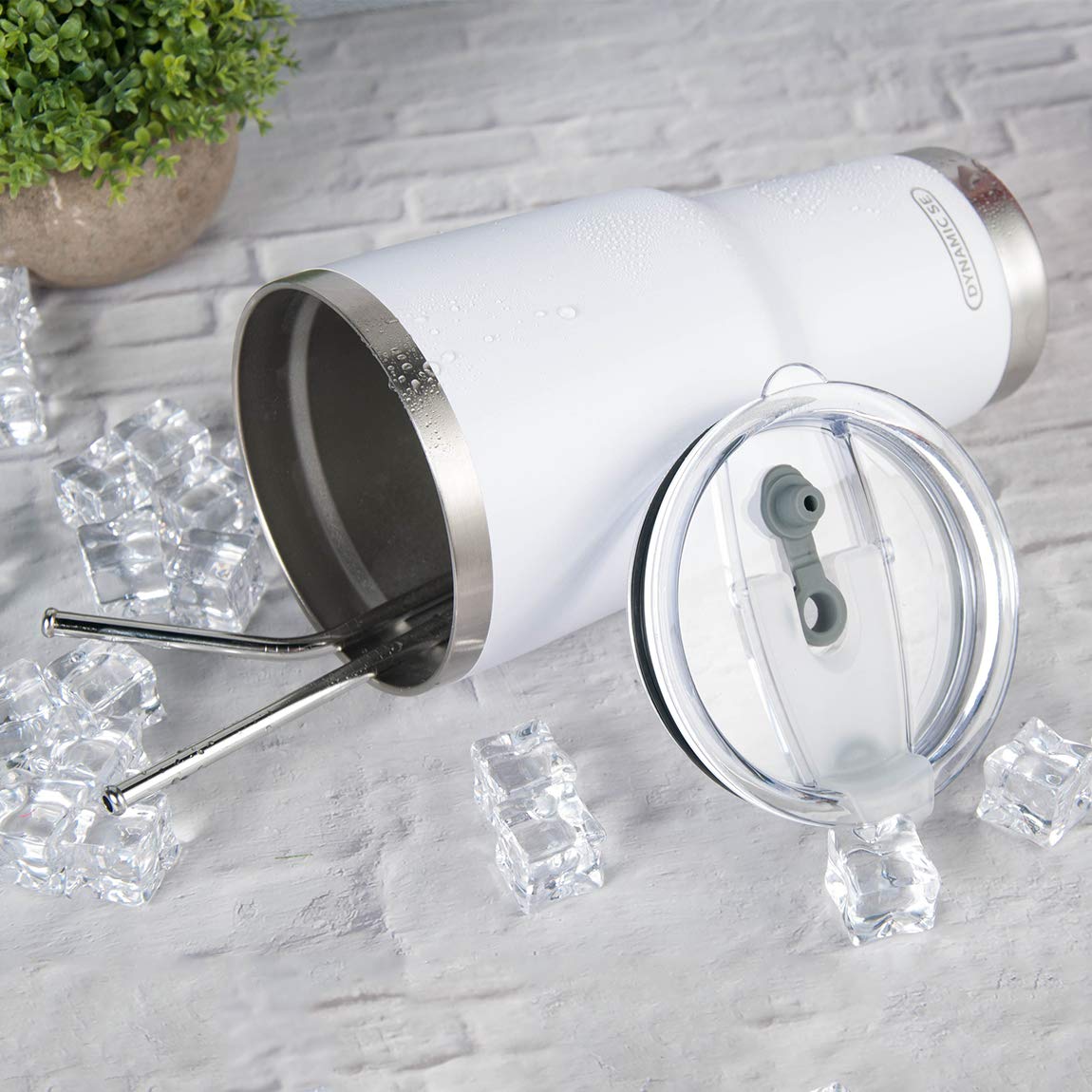 30oz Stainless Steel Tumbler with Straw - Vacuum Insulated for Hot/Cold Drinks - Home & Travel