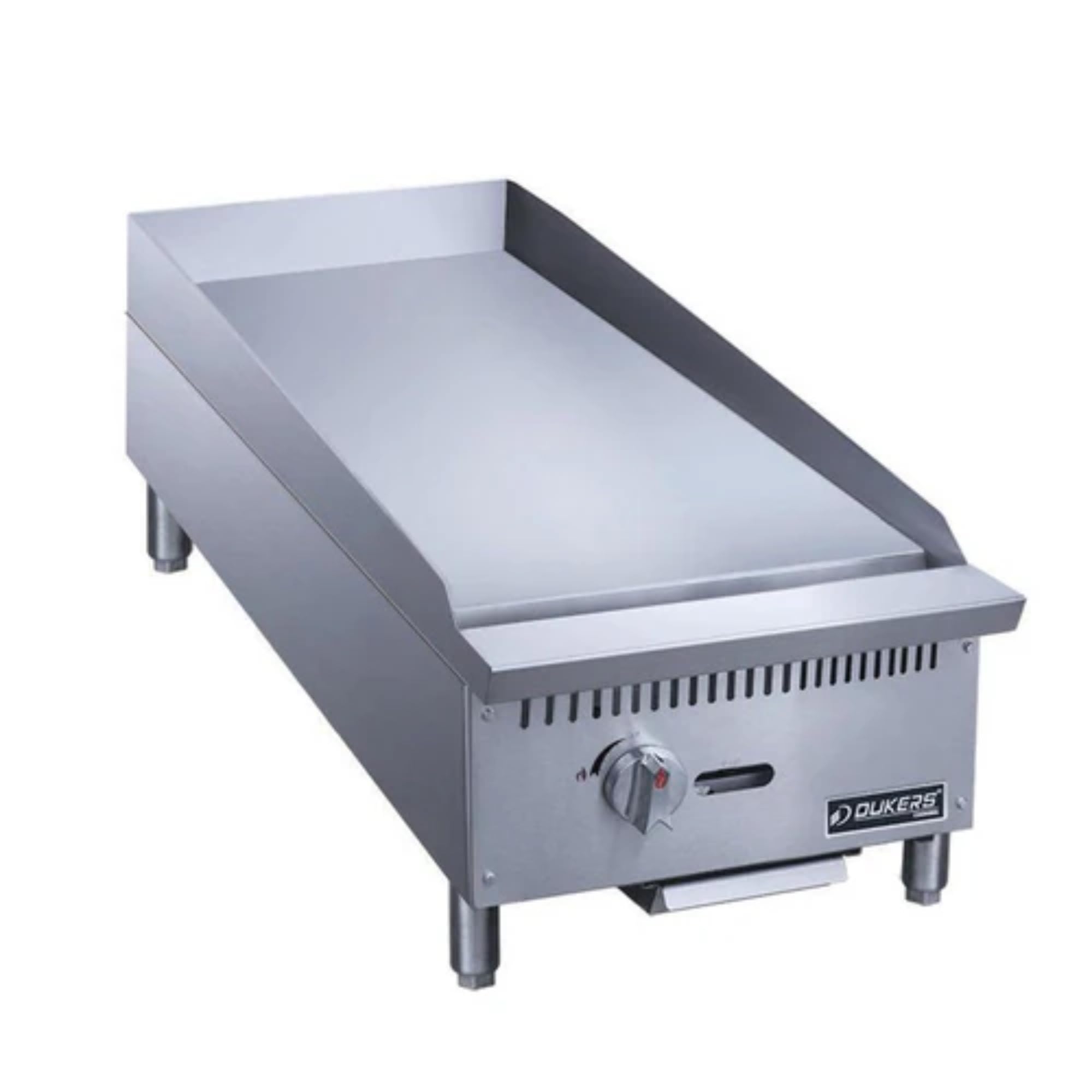 Dukers DCGM12 12-Inch Commercial Countertop Gas Griddle - 30,000 BTU, 1 Burner, Natural Gas/LPG Compatible with Manual Controls for Restaurants, Food Trucks & Outdoor Cooking