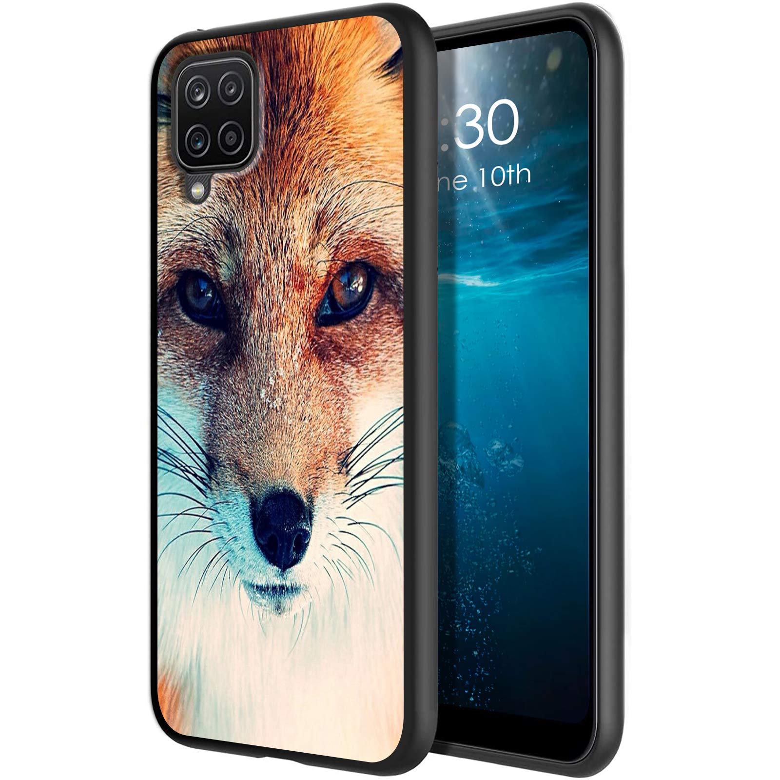 Premium Cute Fox Design Soft Silicone Phone Case for Samsung Galaxy A12 - Shockproof Full Body Protection with Microfiber Lining | Perfect for Everyday Use, Work & Outdoor Activities