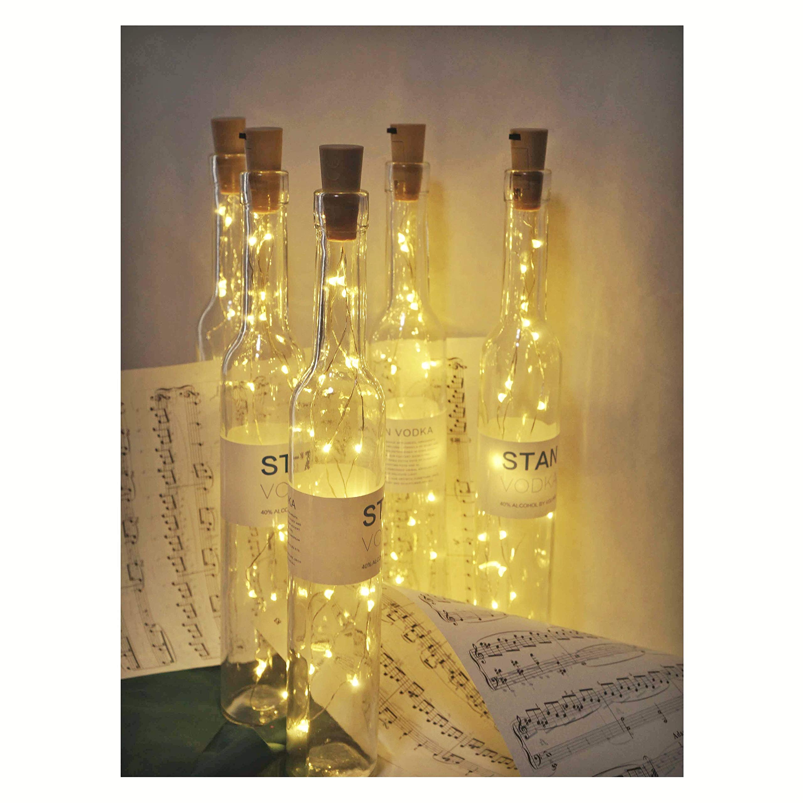 12 Pack 20 LED Wine Bottle Cork Lights - Battery Operated Fairy String Lights with Copper Wire for DIY, Christmas, Halloween, Wedding & Party Decor - Indoor Outdoor Starry Lights (Warm White) - Perfect for Table Centerpieces, Backyard Lighting & Holiday Ambiance