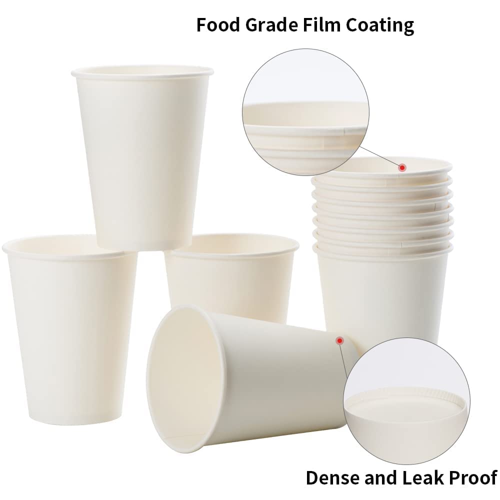 RACETOP 12 oz Disposable Hot Paper Coffee Cups [1000 Pack] - Heavy Duty White Paper Cups for Coffee, Tea, Hot Chocolate - Perfect for Offices, Cafes, Events & Catering