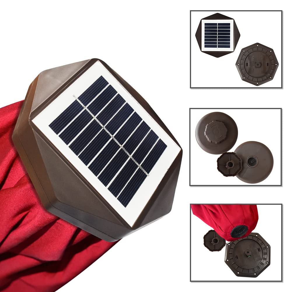EliteShade USA 10-Year Fade-Resistant 9ft Solar LED Patio Umbrella with 80 Lights - Outdoor Market Umbrella with Ventilation & Logo Customization (Red) - Perfect for Backyard, Poolside, Restaurant, and Outdoor Dining Areas