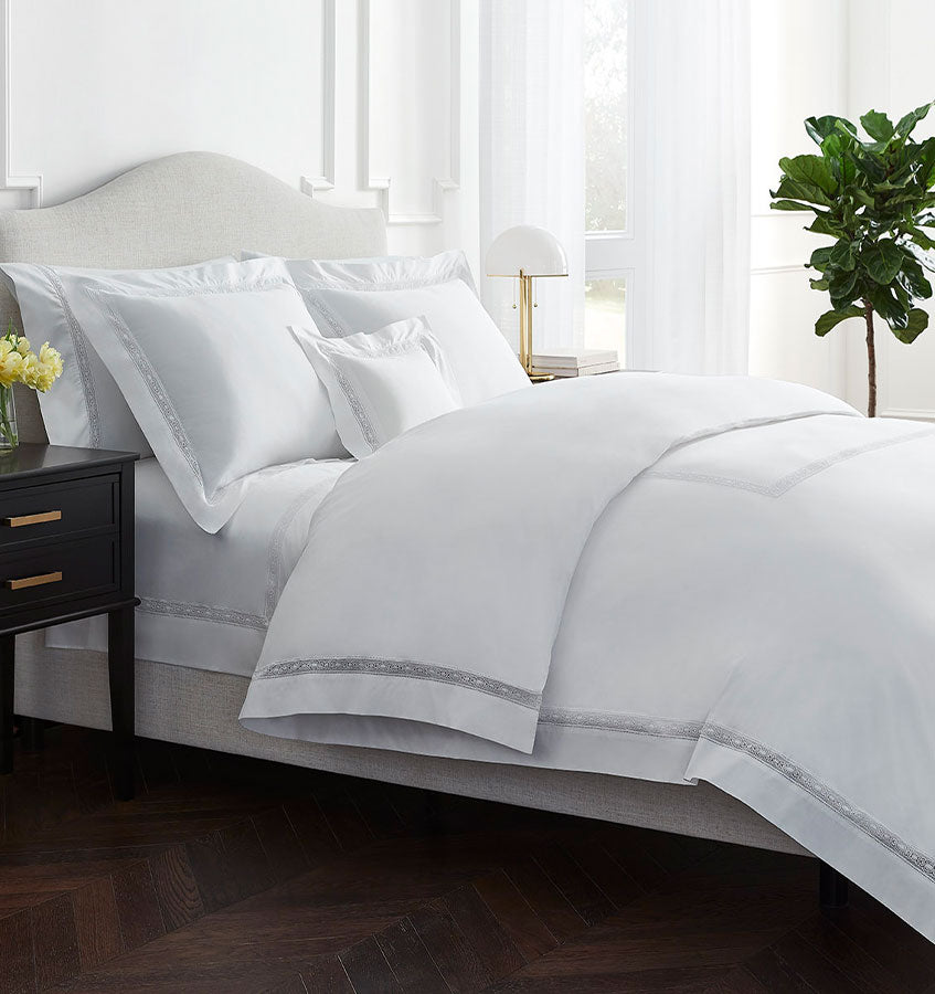 Premium SFERRA Giza 45 Cotton Lace Pillowcases Set - Luxury 100% Egyptian Cotton Bedding for Master Bedroom, Guest Room & Hotel Use