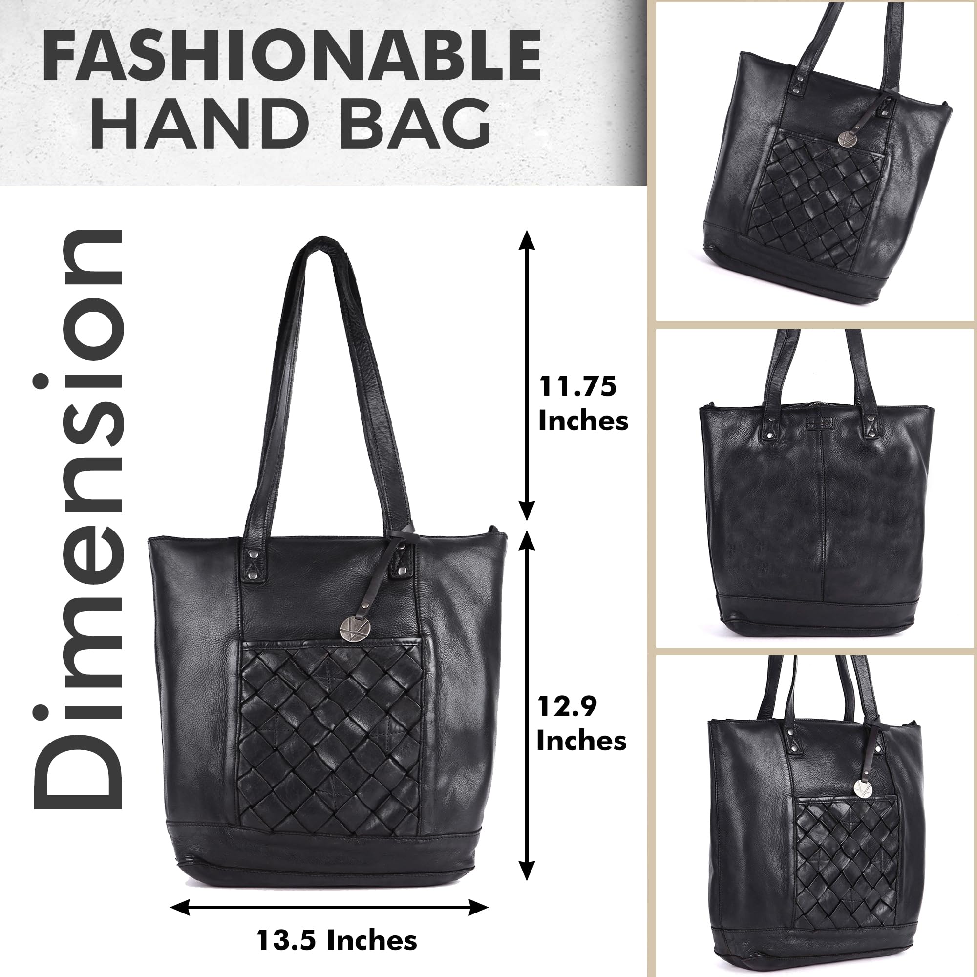 Genuine Leather Women's Tote Handbag - Stylish Satchel Purse with Top Handle & Shoulder Strap for Work, Travel & Everyday Use