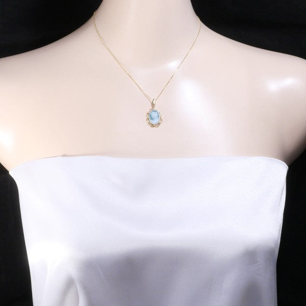 18K Yellow Gold Cameo Necklace with Genuine Stone - Vintage Inspired Jewelry for Women - Perfect for Weddings, Anniversaries & Special Occasions