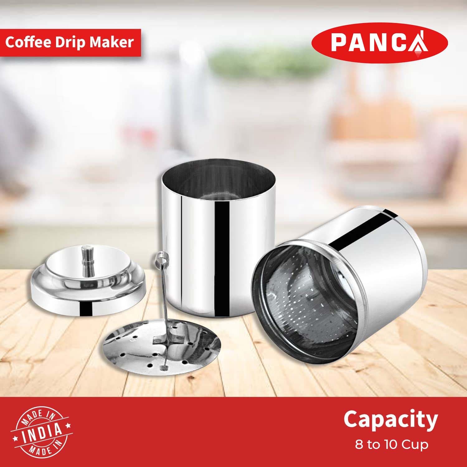 Premium Stainless Steel Coffee Filter - Large 6-8 Cup (600ml) Durable Reusable Mesh for Pour Over, Drip, and Cold Brew Coffee Makers - Perfect for Home, Office, and Camping Use