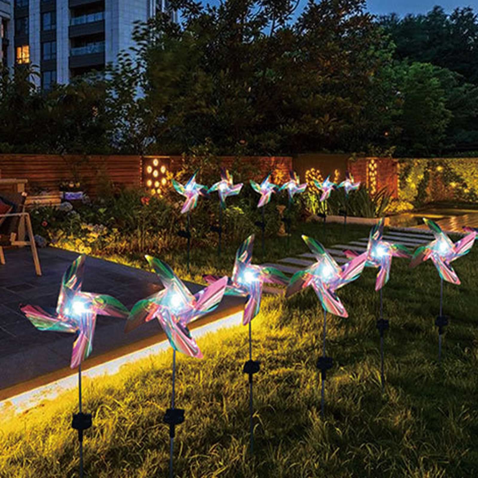 2 Pack Solar Windmill Lights - Waterproof Outdoor Garden Decor for Fence, Yard & Pathways | Solar Security & Spot Lighting