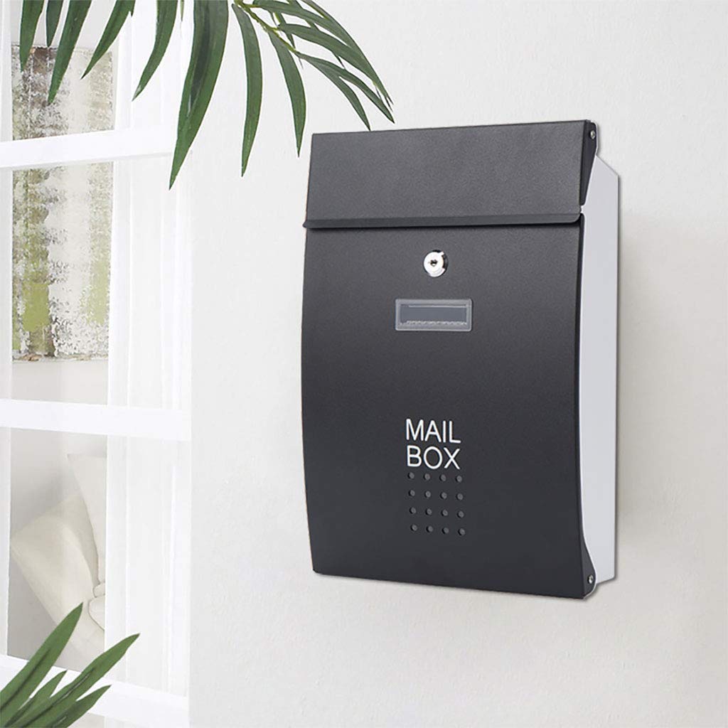 Outdoor Wall Mount Mailbox - Silver & Black Villa Letter Box for Home, Garden, and Office Decoration | Perfect for Porch, Patio, and Front Door