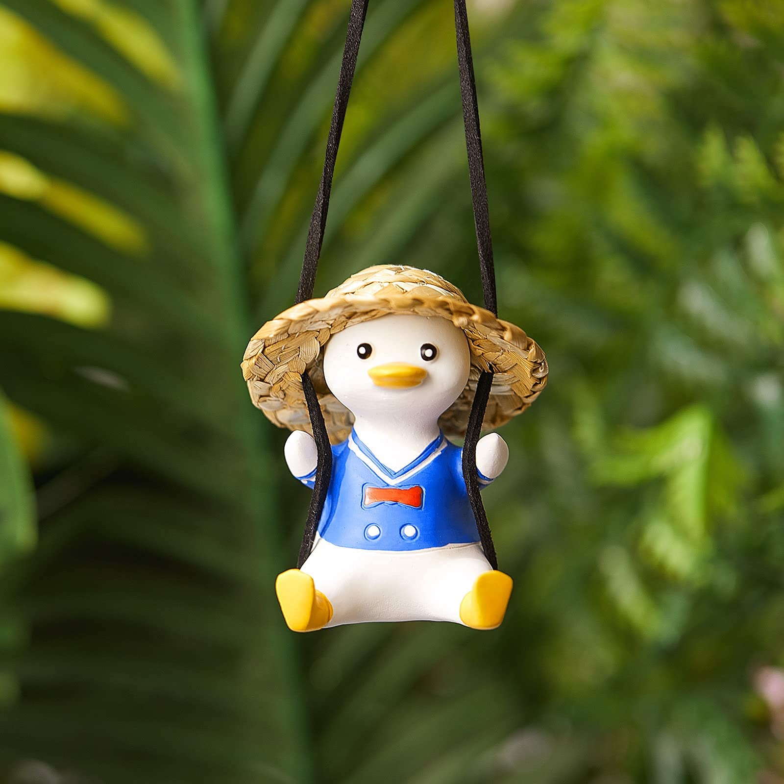 Cute Swing Duck Car Mirror Pendant - Fun Rearview Mirror Decor for Women & Men - Perfect for Road Trips & Daily Commute