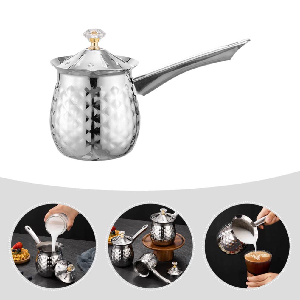 Operitacx 200ML Stainless Steel Milk Warmer Pot - Turkish Coffee Maker, Mini Butter & Chocolate Melting Pan for Home Kitchen | Perfect for Coffee Brewing, Hot Chocolate Making, and Dessert Preparation