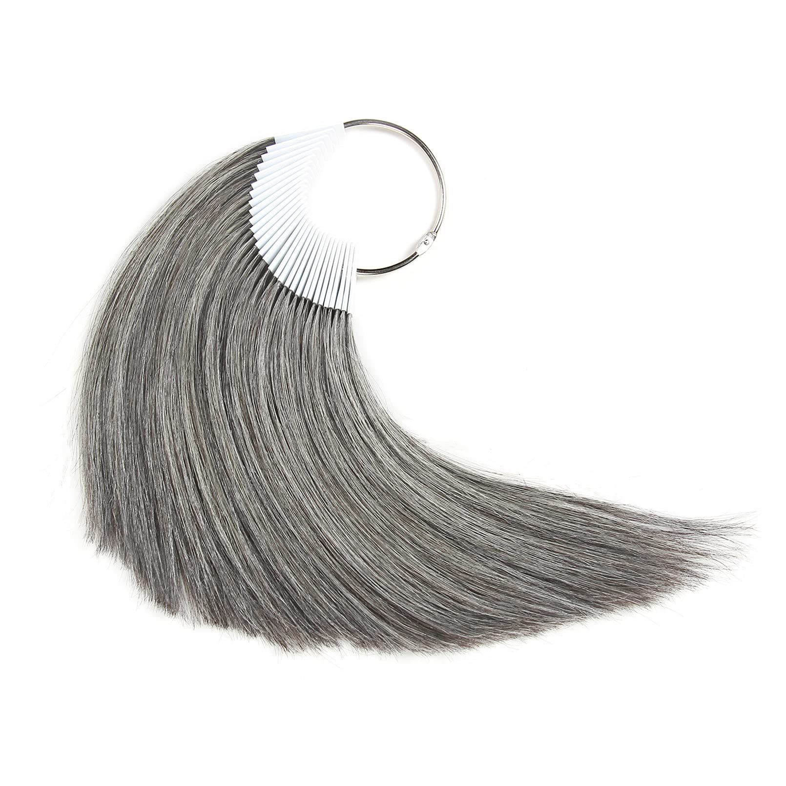 Natural Grey Human Hair Swatches for Color Testing - 30 Strands per Pack, 8 Inches Length - Perfect for Salon Stylists & DIY Hair Dye Experiments