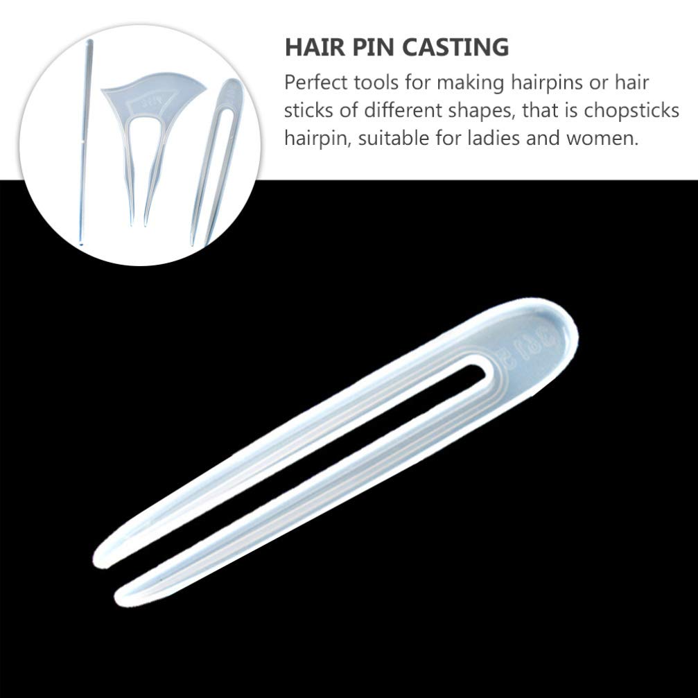 3Pcs Clear Silicone Hair Clip Molds for Resin Jewelry Making - DIY Craft Supplies, Epoxy Resin Hairpin Casting, Hair Stick & Chopstick Molds - Perfect for Handmade Hair Accessories, Bridal Hairpins & Festival Crafts