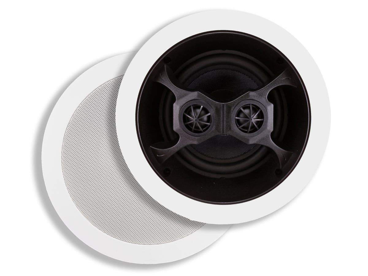 Monoprice Aria Series 6.5 Inch 2-Way In-Ceiling Speakers with Dual Input Stereo & Glass Composite Woofer (Pair) - Perfect for Home Theater, Background Music & Multi-Room Audio Systems