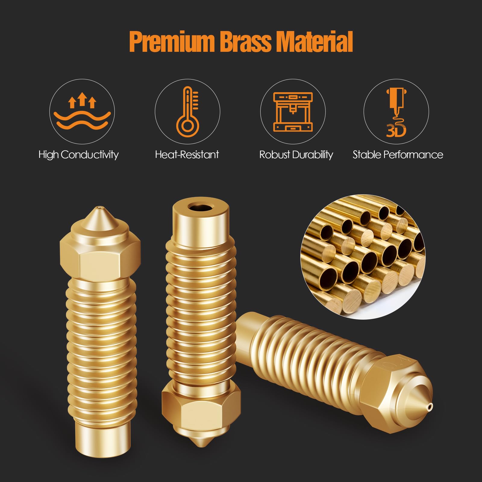 0.4mm Nozzle Kit for Elegoo Neptune 4 Plus/Max 3D Printer - 10pcs High-Quality Brass Nozzles with Cleaning Needles & Wrench - Essential 3D Printing Accessories for Smooth Printing Experience - Perfect for PLA, ABS, PETG Filaments