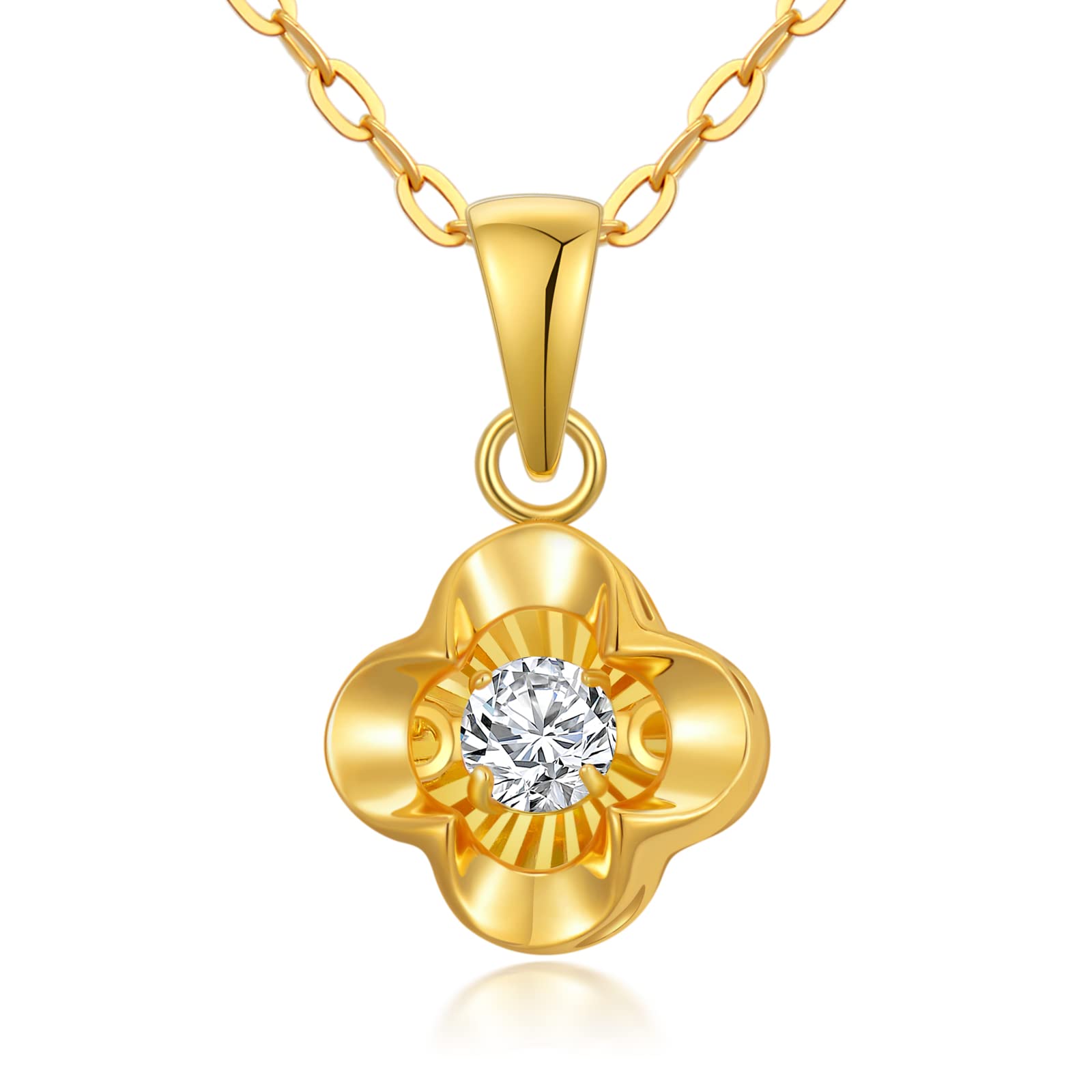 18K Solid Gold Necklace for Women - Real Gold Pendant Jewelry Gift for Wife, Girlfriend, Anniversary, Birthday, Valentine's Day | 18