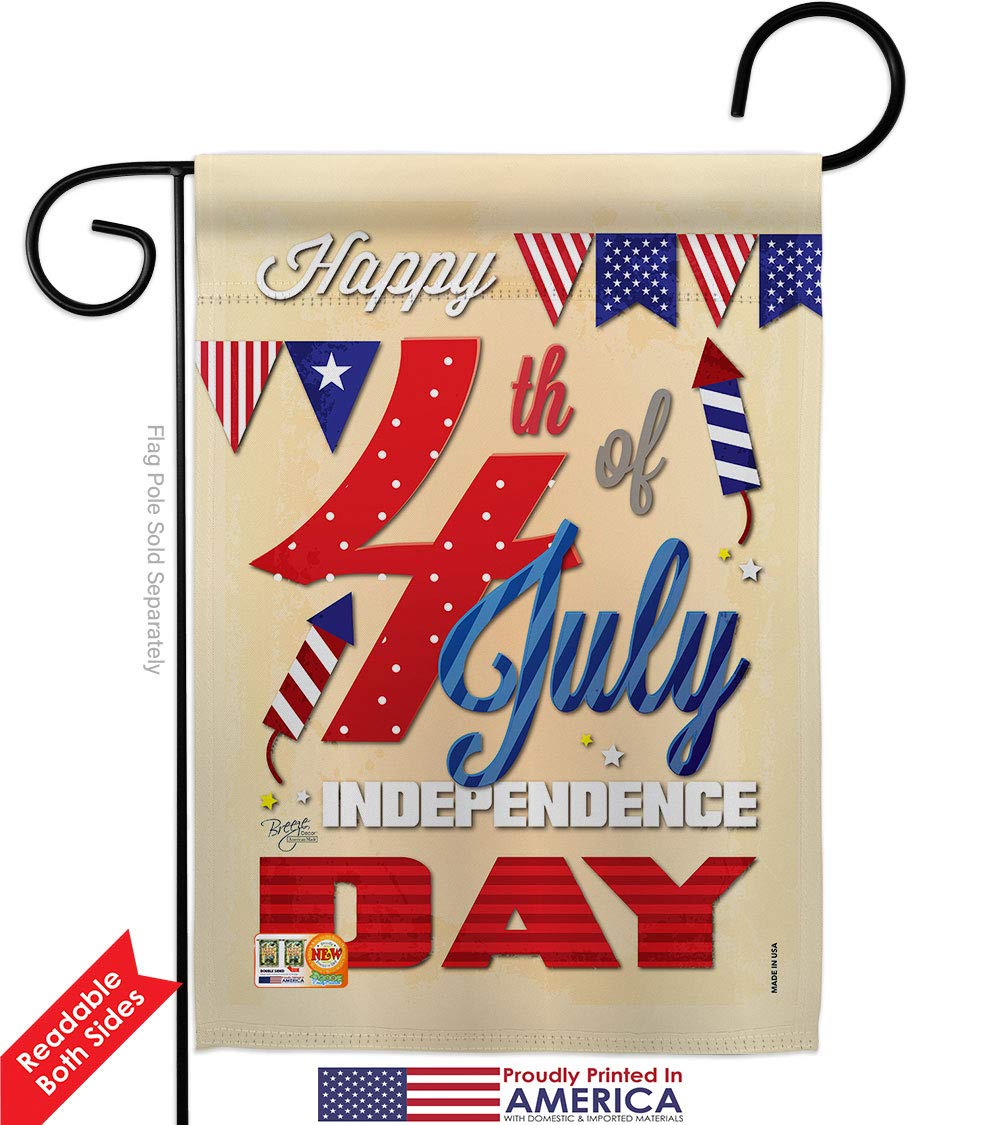 Happy 4th July Americana Garden Flag 13x18.5in - Patriotic Outdoor Decor