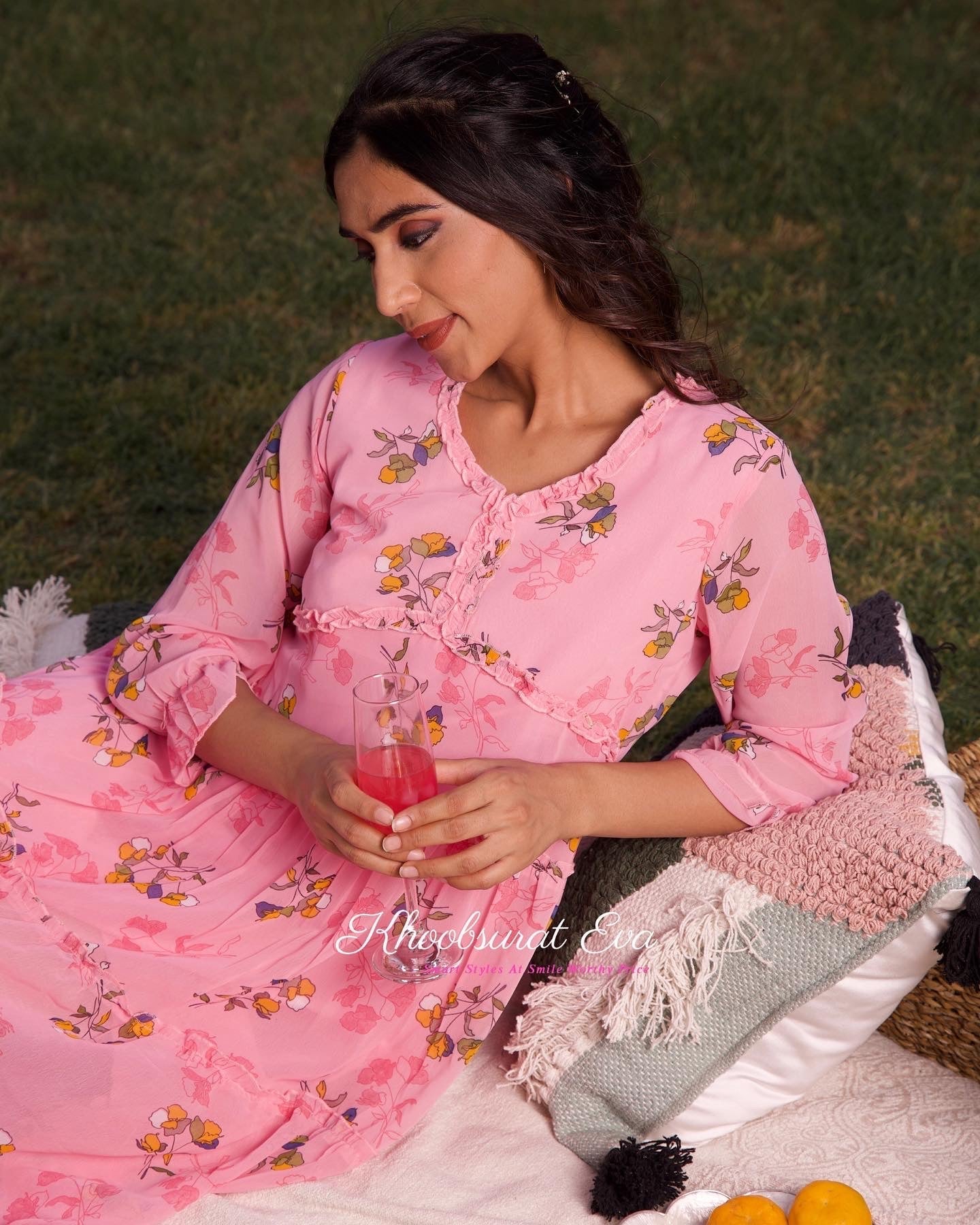 Elegant Pink Flared Maxi Dress for Women - Boho Chic Long Flowy Dress with Side Slits - Perfect for Beach, Party, and Summer Vacation
