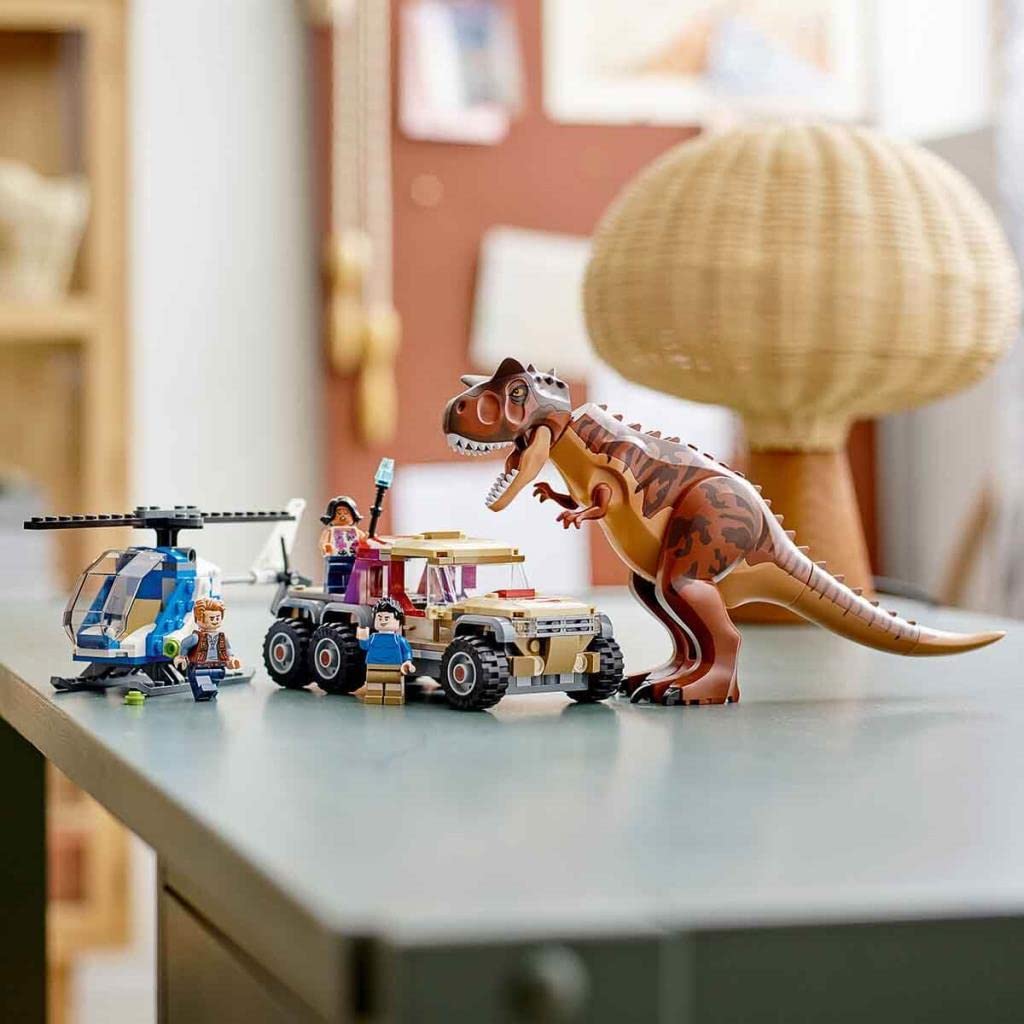 LEGO 76941 Jurassic World Carnotaurus Dinosaur Toy Building Set with Helicopter & Car, Dino Construction Kit for Kids Ages 7+ - Perfect for Jurassic World Fans, Creative Play & STEM Learning